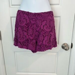 Gianni Bini Purple High Waist Lace Shorts
